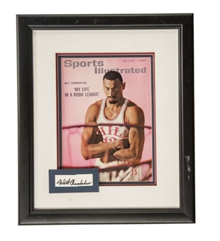 Wilt Chamberlain Signed Cut In Framed Display With Sports Illustrated Magazine